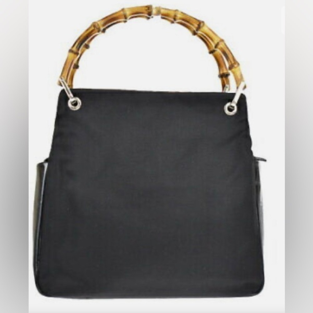 GUCCI Women's Grey/Black Leather Bamboo Handle